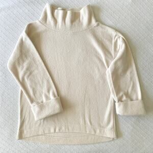 NWT LOFT Fleece Mock Neck‎ Pullover Sweatshirt Cream Ivory Cozy XS Oversized